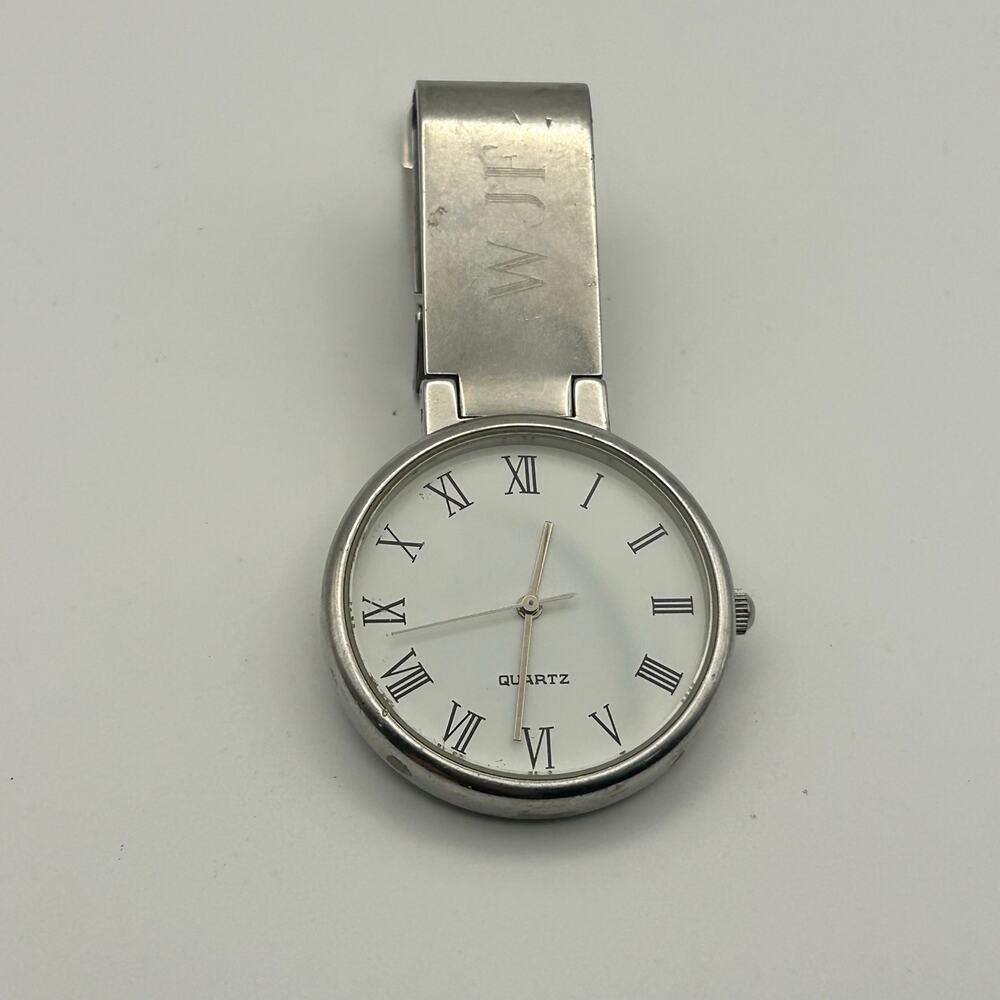 WJF Silver-tone Stainless Steel Clip-on Watch Working New Battery
